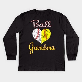 Softball Grandma Shirt - Baseball Mom Kids Long Sleeve T-Shirt